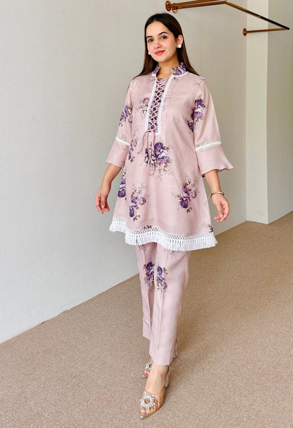 Mahira Beige Floral Festive Kurta Set